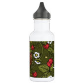 Gebärde und Erdbeeren auf dunkelgrün Edelstahlflasche (Links)