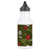 Gebärde und Erdbeeren auf dunkelgrün Edelstahlflasche (Rechts)