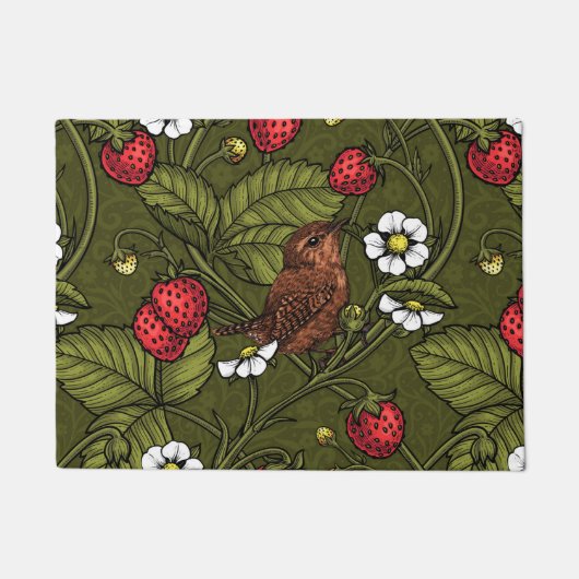 Gebärde und Erdbeeren auf dunkelgrün Fußmatte (Vorderseite)