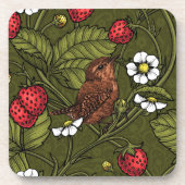 Gebärde und Erdbeeren auf dunkelgrün Getränkeuntersetzer (Vorderseite)