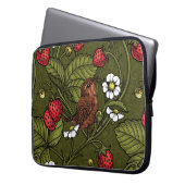 Gebärde und Erdbeeren auf dunkelgrün Laptopschutzhülle (Vorderseite Links)