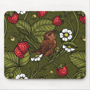 Gebärde und Erdbeeren auf dunkelgrün Mousepad