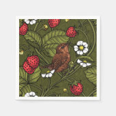 Gebärde und Erdbeeren auf dunkelgrün Serviette (Vorderseite)