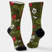 Gebärde und Erdbeeren auf dunkelgrün Socken (Gewinkelt)