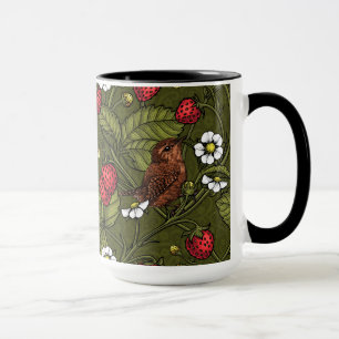 Gebärde und Erdbeeren auf dunkelgrün Tasse