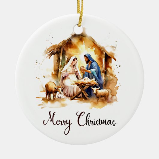 Gebärdene Geburt Frohe Weihnachten Keramik Ornament (Vorne)