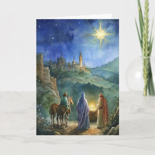 Gebärdene Geburt mit Königen und Weihnachtsstern Karte