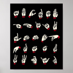 Gebärdensprache - Alphabet A bis Z ASL Deaf Awaren Poster
