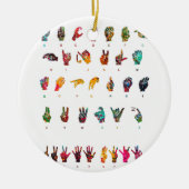 Gebärdensprache Alphabet Keramik Ornament (Vorne)