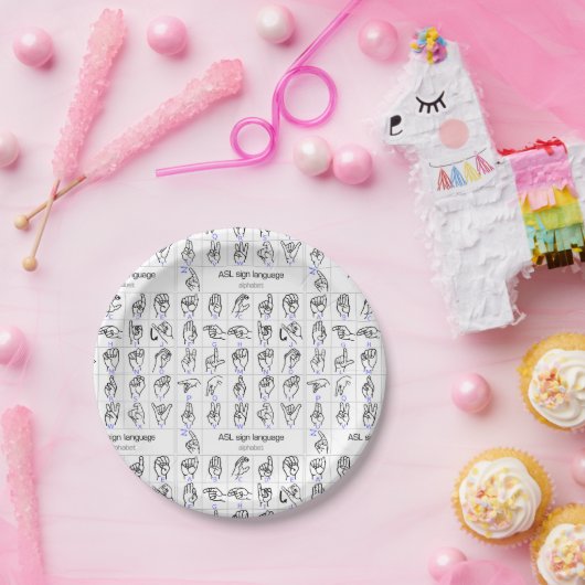 GEBÄRDENSPRACHE-ALPHABET-Pappteller Pappteller (Party)