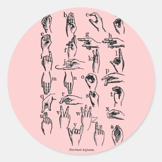 Gebärdensprache Alphabet Runder Aufkleber (Vorderseite)