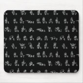 Gebärdensprache-Alphabet-//-Weiß auf schwarzem // Mousepad (Vorne)