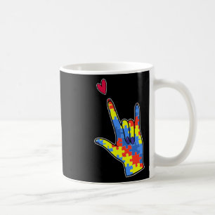 Gebärdensprache ASL Autismus-Bewusstsein Buntes Pu Kaffeetasse
