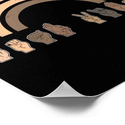 Gebärdensprache Asl Hand Gesture Deaf Vibes Awaren Poster (Ecke)