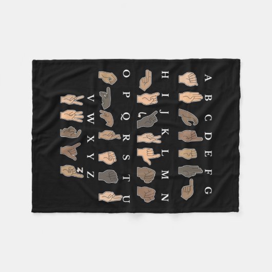 Gebärdensprache Asl Hand Gesture Taube Bewusstsein Fleecedecke (Vorderseite (Horizontal))