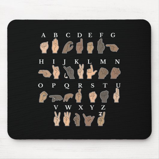 Gebärdensprache Asl Hand Gesture Taube Bewusstsein Mousepad (Vorne)