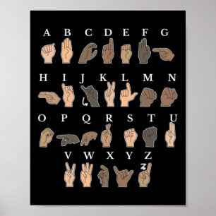 Gebärdensprache Asl Hand Gesture Taube Bewusstsein Poster