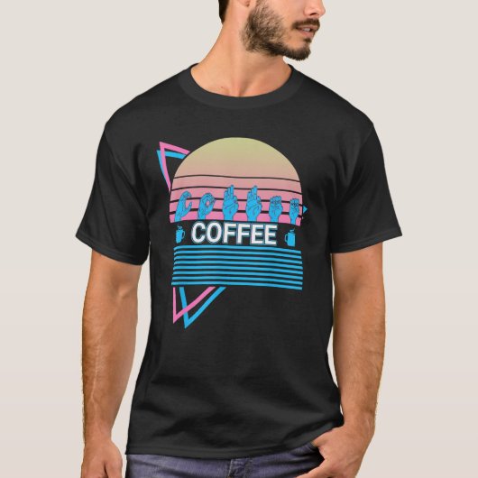 Gebärdensprache ASL Retro-Kaffee T-Shirt (Vorderseite)