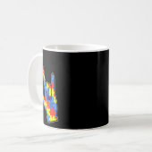 Gebärdensprache Autismus Bewusstsein Farbiges Puzz Kaffeetasse (Vorderseite Links)