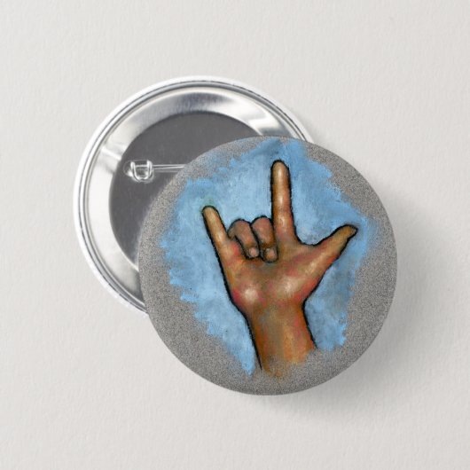 Gebärdensprache: Handunterzeichnen: I Liebe Sie: Button (Vorne & Hinten)