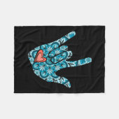 Gebärdensprache I Liebe You Gesture Heart Deaf Awa Fleecedecke (Vorderseite (Horizontal))
