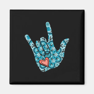 Gebärdensprache I Liebe You Gesture Heart Deaf Awa Magnet