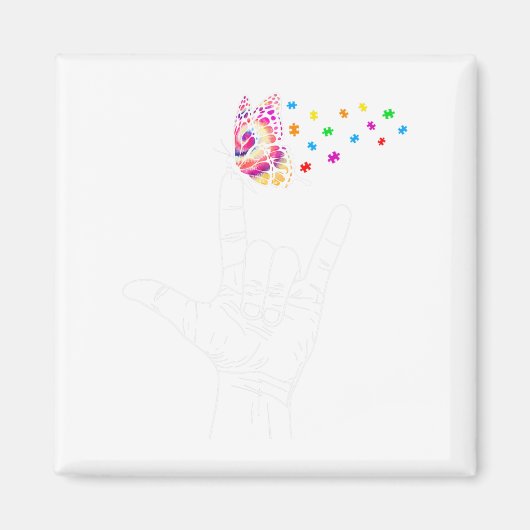 Gebärdensprache Ich liebe dich Hand Gebärdensprach Magnet (Vorne)