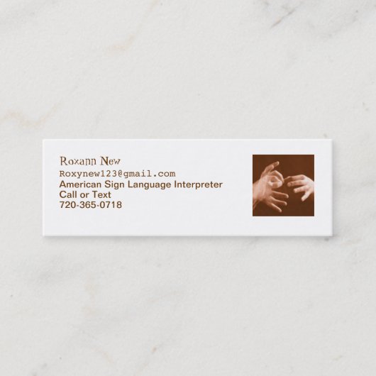 Gebärdensprache-Interpret Mini Visitenkarte (Vorderseite)