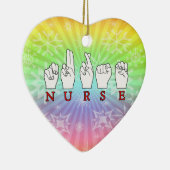 GEBÄRDENSPRACHE KRANKENSCHWESTERASL FINGERSPELLED KERAMIKORNAMENT (Rechts)