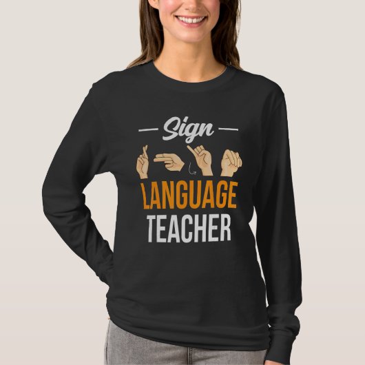 Gebärdensprache Lehrer Hobby Gesture Bewusstseinsb T-Shirt (Vorderseite)