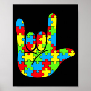 Gebärdensprache Liebe ASL Autismus-Bewusstsein Poster