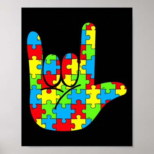 Gebärdensprache Liebe ASL Autismus-Bewusstsein Poster (Vorne)