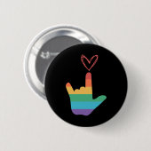 Gebärdensprache Regenbogen Liebe Symbol Gehörlos Button (Vorne & Hinten)