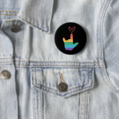 Gebärdensprache Regenbogen Liebe Symbol Gehörlos Button (Beispiel)