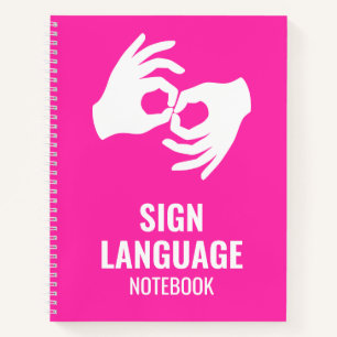 Gebärdensprachheft – ASL-Hände-Symbol Magenta Notizblock