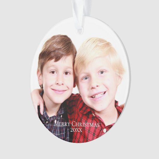 Gebärende |Red|Foto Frohe Weihnachten Ornament (Vorderseite)