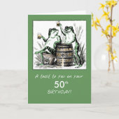 Gebärmutterhalsfrösche Toasting mit Bier Karte (Gelbe Blume)