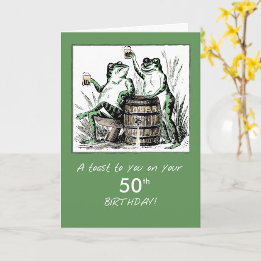 Gebärmutterhalsfrösche Toasting mit Bier Karte (Gelbe Blume)