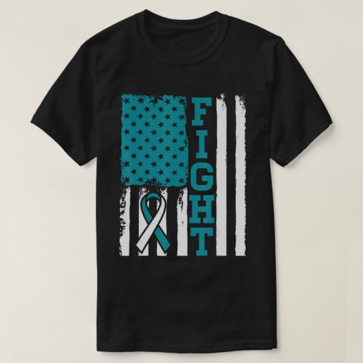 Gebärmutterhalskrebs Aquamarines Weißes Band-Flag  T-Shirt (Design vorne)