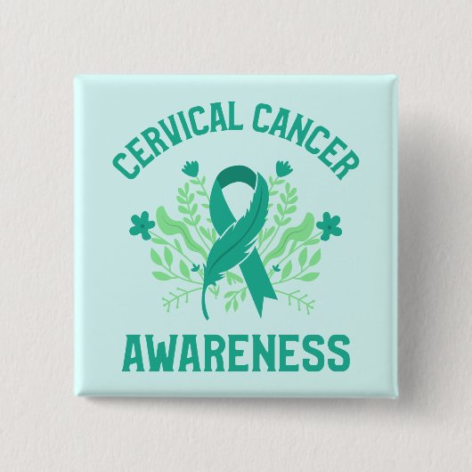 Gebärmutterhalskrebs-Bewusstsein Blumenkohl Aquama Button (Vorderseite)