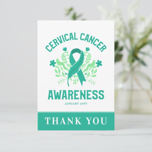 Gebärmutterhalskrebs-Bewusstsein Blumenkohl Aquama Dankeskarte (Stehend Vorderseite)