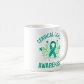 Gebärmutterhalskrebs-Bewusstsein Blumenkohl Aquama Kaffeetasse (VorderseiteRechts)