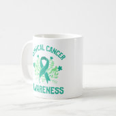 Gebärmutterhalskrebs-Bewusstsein Blumenkohl Aquama Kaffeetasse (Vorderseite Links)