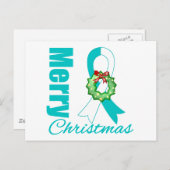 Gebärmutterhalskrebs Bewusstsein Frohe Weihnachtsf Feiertagspostkarte (Vorne/Hinten)