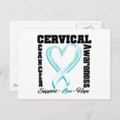 Gebärmutterhalskrebs-Bewusstsein gebürsteter Herz Postkarte (Vorne/Hinten)
