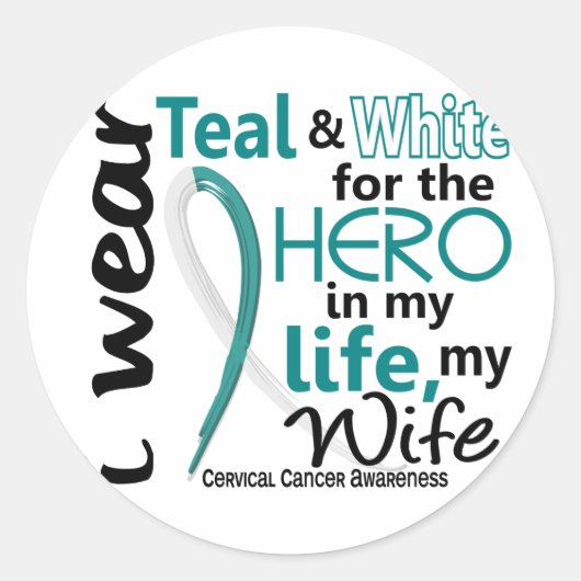 Gebärmutterhalskrebs für meinen Helden Meine Ehefr Runder Aufkleber (Vorderseite)