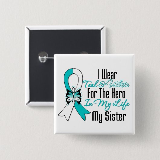 Gebärmutterhalskrebs, mein Held, meine Schwester Button (Vorne & Hinten)