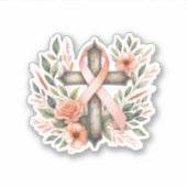 Gebärmutterhalskrebs mit Kreuz Aufkleber (Vorderseite)