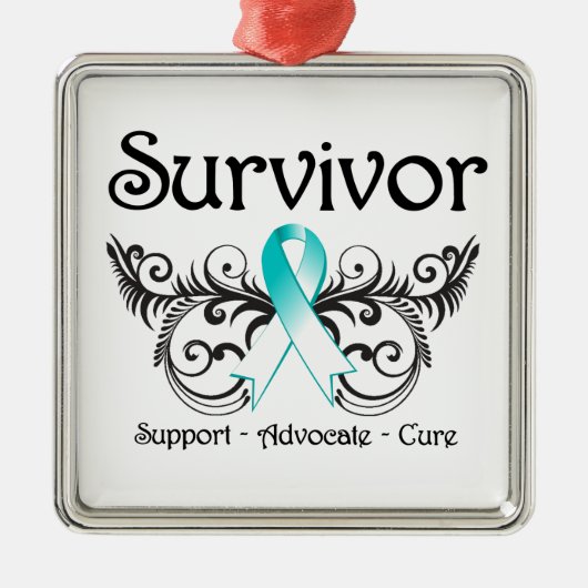 Gebärmutterhalskrebs-Survivor Deko Silbernes Ornament (Vorne)
