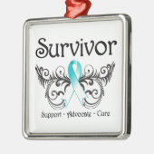 Gebärmutterhalskrebs-Survivor Deko Silbernes Ornament (Links)